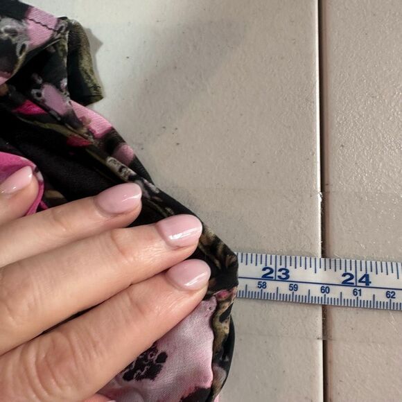 Tacera XL Black Pink Floral Ruffle Shift Dress Sleeveless Wedding Guest Feminine - Picture 10 of 12